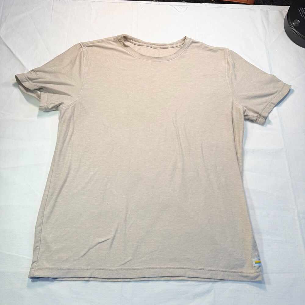 Vuori Mens Medium Strato Tech Tee Short Sleeve T-Shirt Beige Heather V126